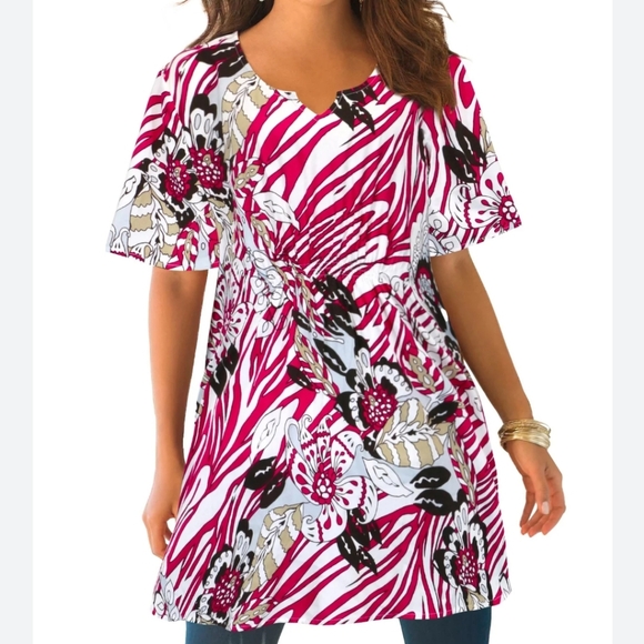 Plus Size 32W Roamans 5X women's top beachy cover up for swimsuit Flowy Blouse - Picture 1 of 5